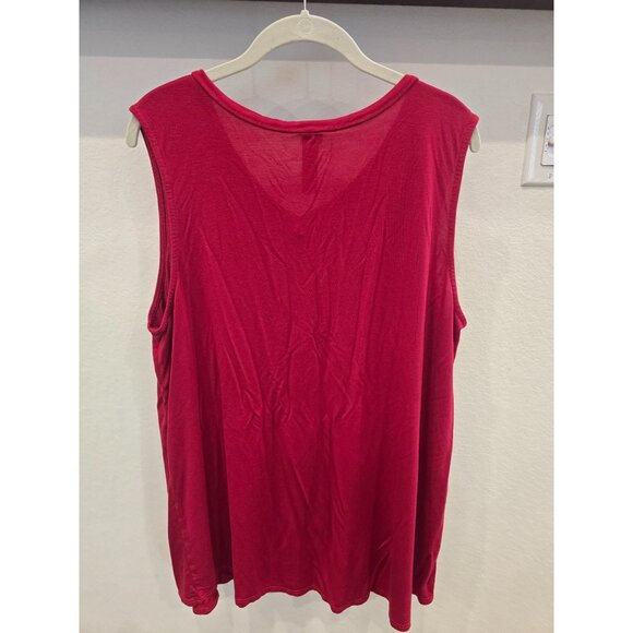 Agnes & Dora Womens Sleeveless Red V-Neck Tank Top XXL Soft Flowy Lightweight US - Picture 3 of 3